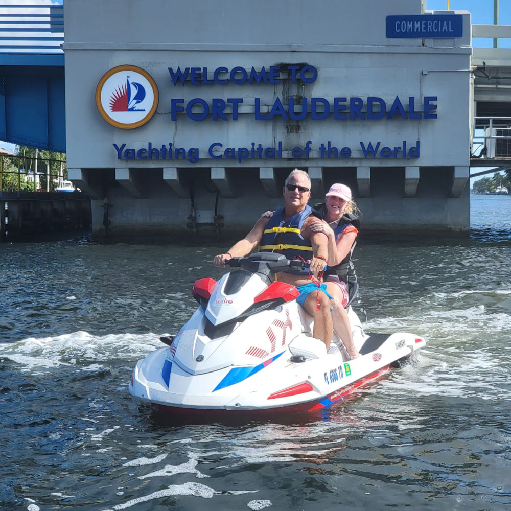 A couple on a jet ski