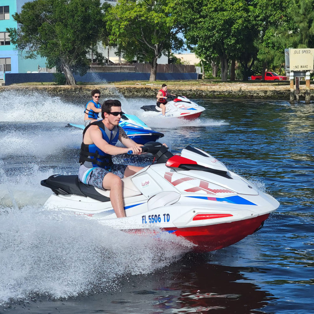 A man driving a jet ski